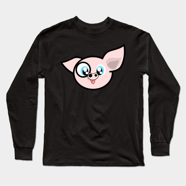 Funny and Goofy Cartoon Pig Animal Long Sleeve T-Shirt by Normo Apparel